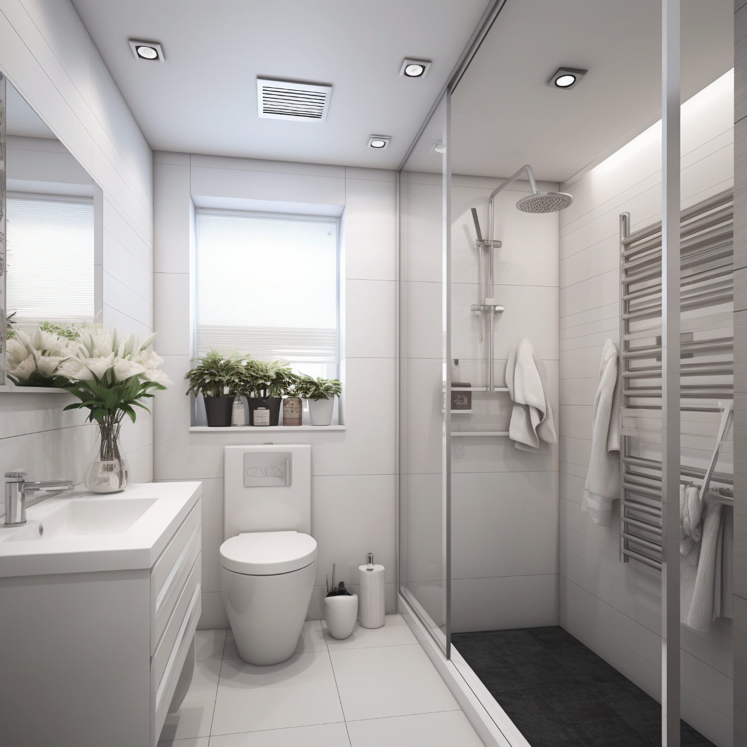 Custom bathroom remodel with large-format tile and walk-in shower &mdash; Alta Property Services, DuPage County IL