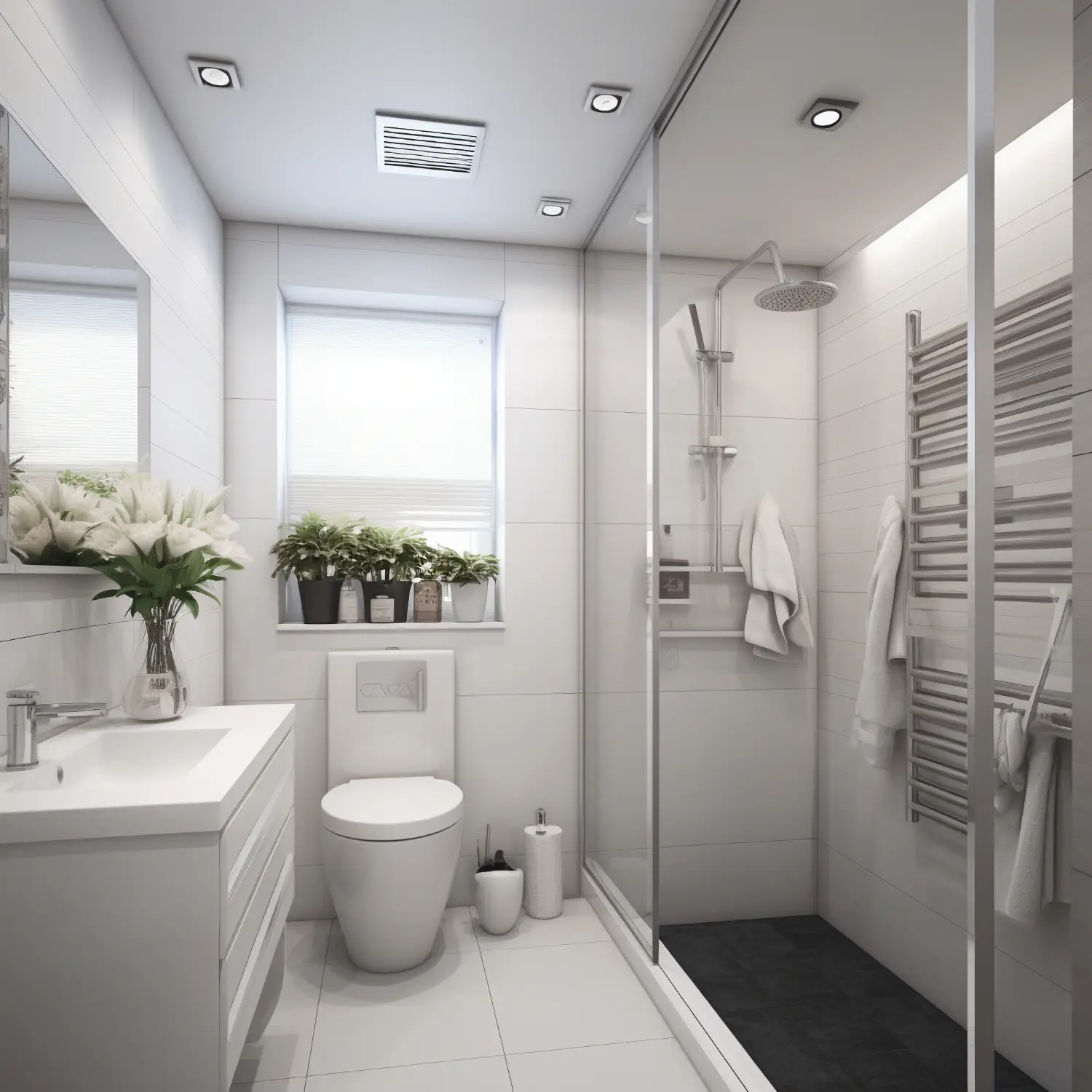 Luxury bathroom vanity installation in Hoffman Estates Illinois with quartz countertop and modern fixtures