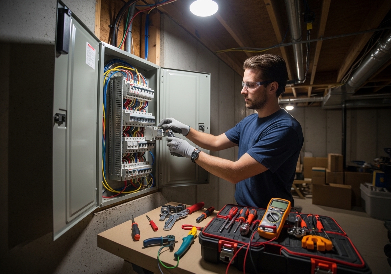 New electrical panel installed by Alta Property Services in Addison IL