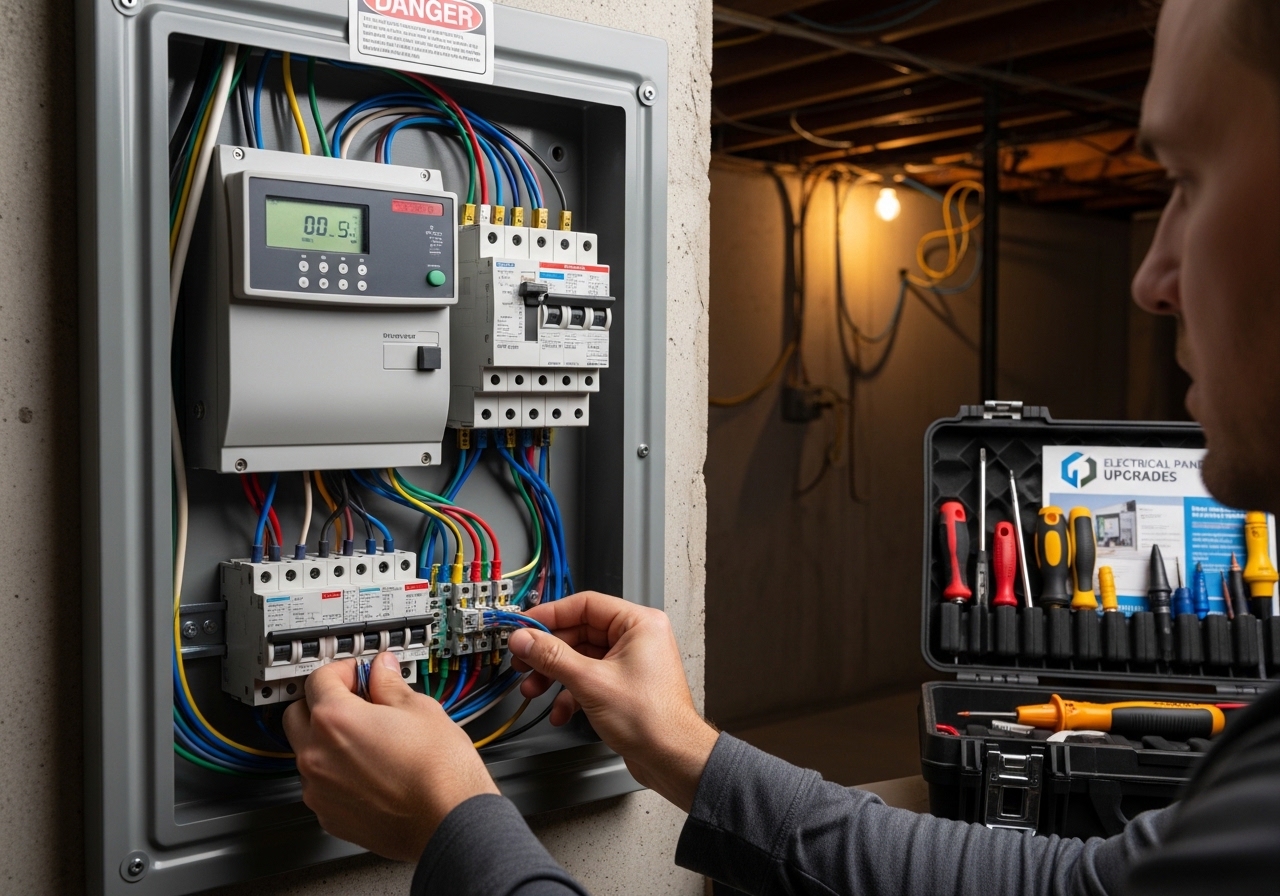 Licensed Alta electrician performing an electrical panel upgrade in Arlington Heights IL