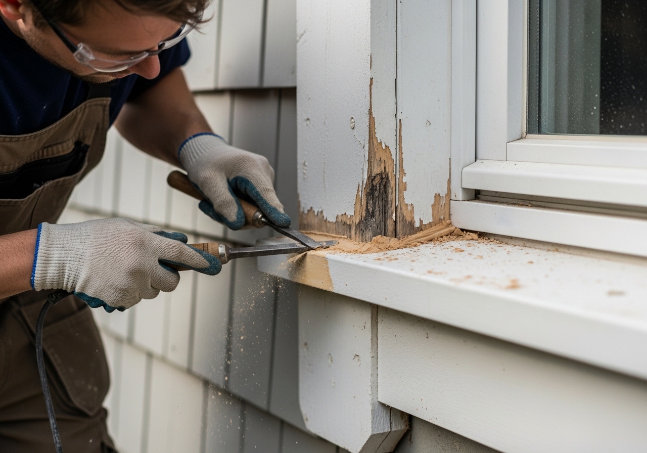 Professional exterior trim repair completed by Alta Property Services on a DuPage County residential property
