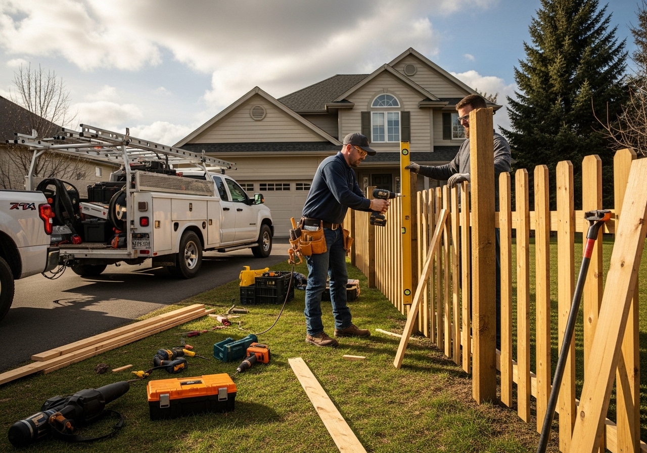 New ornamental iron fence installed by Alta Property Services in DuPage County IL