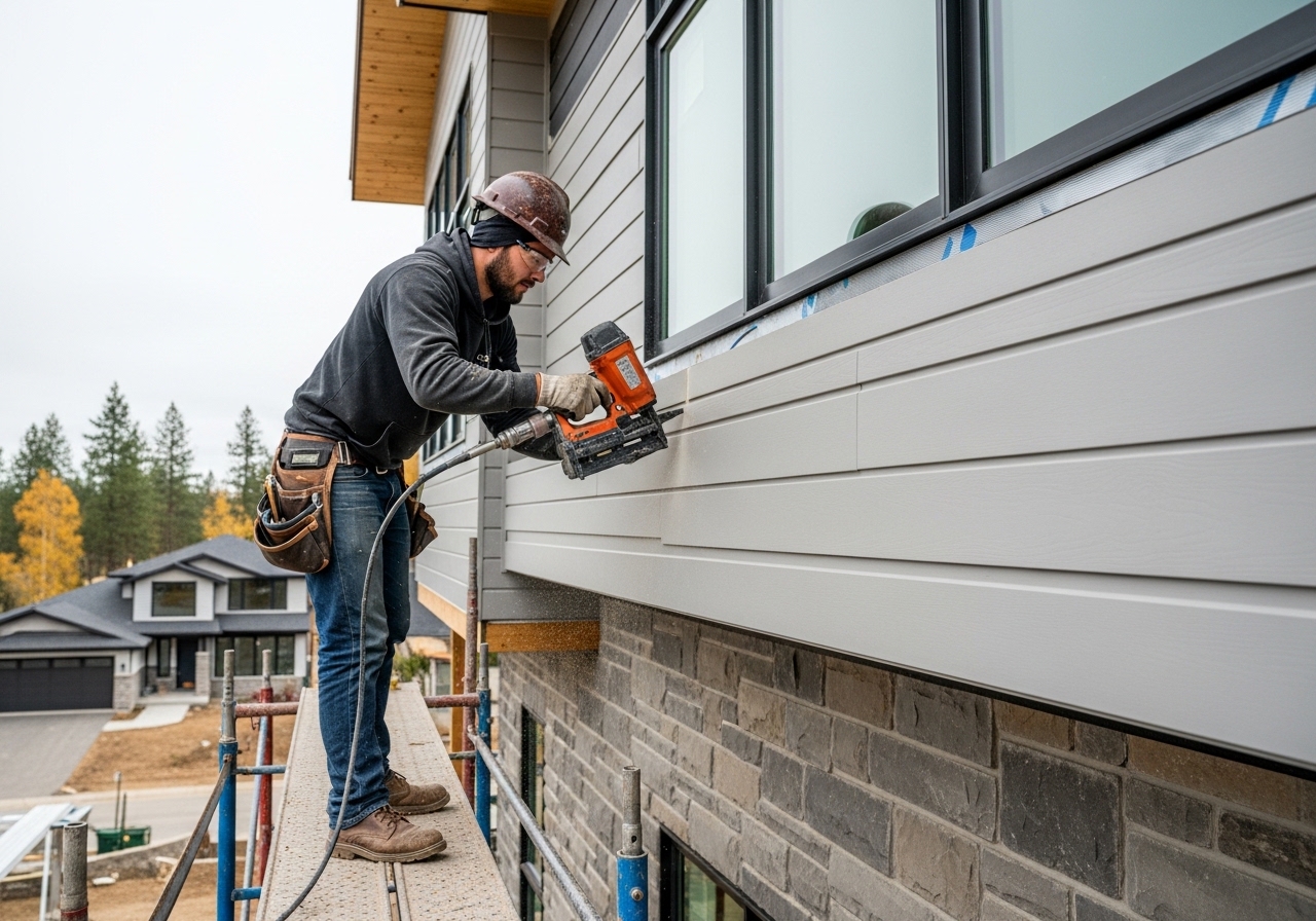 Alta Property Services crew completing fiber cement siding installation on a Chicago-area home in DuPage County