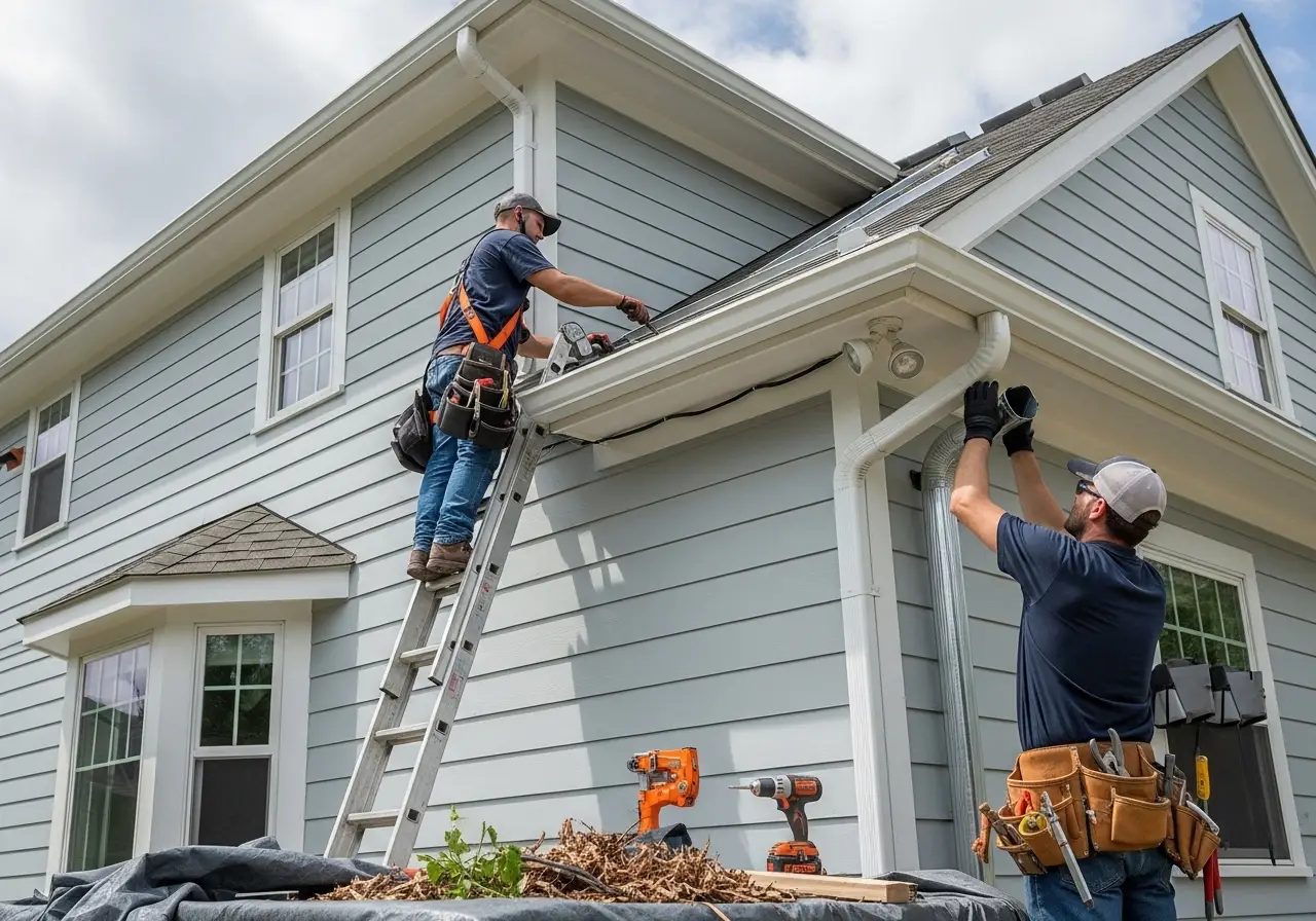 Alta Property Services gutter installation and exterior construction work on a Chicagoland home