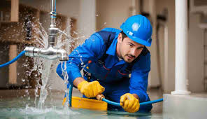 Alta Property Services technician inspecting plumbing for property services in Lombard IL