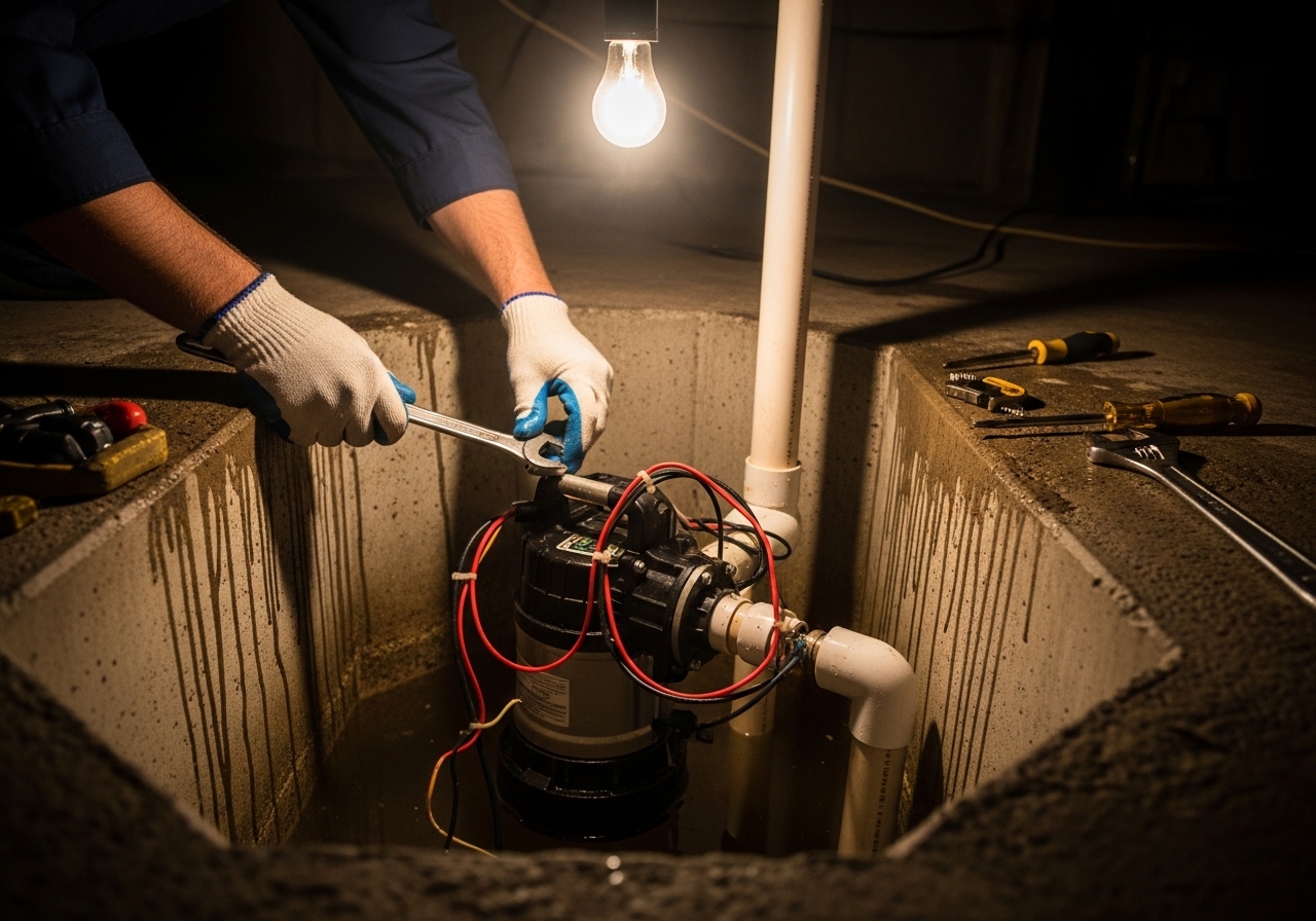 Sump pump system inspection and repair by Alta Property Services in Palatine IL